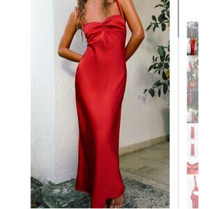NWT ZARA SATIN SLIP DRESS RED